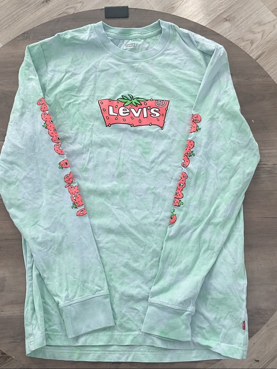 Levi's Other - Levi's Mint Green Long Sleeve Tee with Pink Strawberry Logo